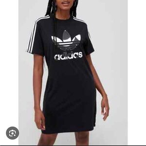 Adidas Marimekko Black Logo T-Shirt Dress Medium